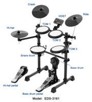 Professionnel Électrique Tambour Ensemble 5 Tambours 3 Cymbales Électronique Drum Set(EDS-3161)