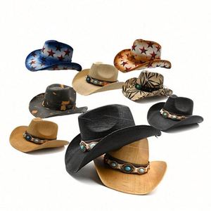 Chapeau de paille classique pour femme, style cowboy western Dallas, chapeau de jazz sombrero, chapeau de paille orange Stetson pour homme - Product Image 3