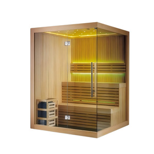 Cabine de sudation en bois de pruche canadien importé, bancs double couche, pour maison, hôtel et gîte, personnalisable par Foshan - Product Image 1