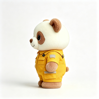 Peluche Panda Personnalisée Mignonne, Douce, Blanche et Marron, Poupée en Peluche Portant une Combinaison Jaune, Mascotte Panda en Peluche