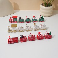 Ornement de train miniature en bois personnalisable, style dessin animé, modèle H1008, cadeau d'assemblage pour enfants de maternelle, pour fenêtre