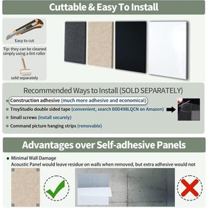 Paneles Acústicos TroyStudio, Paneles de Fieltro Gruesos de 15.75x11.81x0.47 Pulgadas, Decoración de Pared, Paneles Absorbentes de Sonido, Reverberación de Salón, Reducción de Ruido, Color Camel - Product Image 2