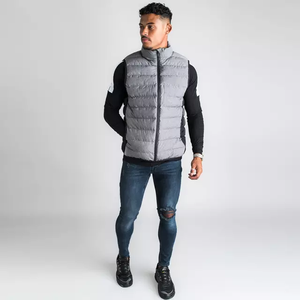 Veste matelassée décontractée pour hommes grande taille en noir gris avec fermeture éclair rembourrage en coton vêtements d'hiver imperméables pour adultes vente en gros - Product Image 4