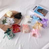 9x12cm (3,6 "x 4,7") Premium Sheer Organza Taschen Rosa Hochzeits bevorzugung Taschen Baby party Schmuck Geschenkt üten für Party Weihnachts fest