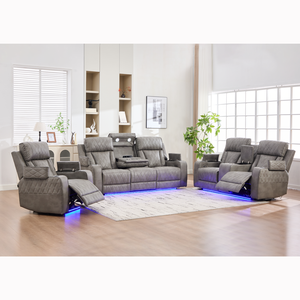 Offre Spéciale : Ensemble de Canapés <span class=keywords><strong>Électrique</strong></span>s 1+2+3 avec Lumières LED, Rangement et Table d'Appoint, Mobilier de Salon, Fonction Relaxante - Product Image 2