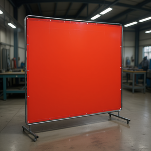 Cortina de Taller Industrial Móvil con Marco de Vinilo Rojo de 6 x 8 Pies y 4 Ruedas Giratorias - Product Image 2