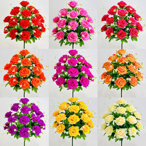 Fleur artificielle à 18 têtes, rose princesse à <span class=keywords><strong>tige</strong></span> haute, décoration d'intérieur haut de gamme pour salon, fleur sur pied - Product Image 6