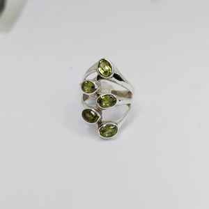 Natural Multi-Stone Peridot Oval Sterling Silver 925 Classic Party Wedding Rings Bezel Setting para mujeres - Product Image 1