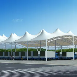 Venda quente 2024 Durável À Prova D' Água PVDF PTFE Estacionamento Ténis Tribunal Estádio Barraca Tênsil Membrana Estrutura Para Exterior