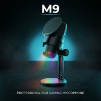 Micrófono de Condensador USB Profesional M9 con Cápsula de 14 mm, Silenciador Sensible al Tacto y Luz RGB, Micrófono para Juegos para PS5, PC y Streaming