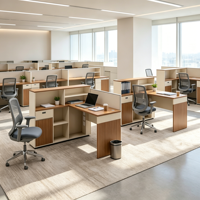 Bureau de travail en L moderne pour usage commercial, avec armoire de rangement et étagère, en bois, pour personnel, garantie 5 ans, fabrication OEM