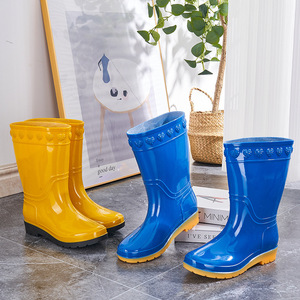 QF1 PVC-Gummistiefel Gumbots Gartenhandschuhe Dämpfende Mittelhohe Unisex Allwetter Wasserdichte Schutzausrüstung Welly Händler - Product Image 4