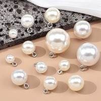 Botones de Plástico con Forma de Cúpula y Efecto Perla Falsa, Color Blanco Beige, Disponibles al por Mayor