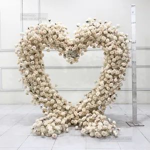 Fiore decorativo molto pieno naturale tutto bianco rosa a forma di <span class=keywords><strong>cuore</strong></span> sfondo per arco a forma di <span class=keywords><strong>cuore</strong></span> fiore palcoscenico matrimonio - Product Image 2