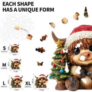 Rompecabezas navideño con diseño de toro, de cartón a todo color, de 51 a 100 piezas, con esquinas onduladas, laminación mate o brillante, unisex, de 8 a 14 años - Product Image 3