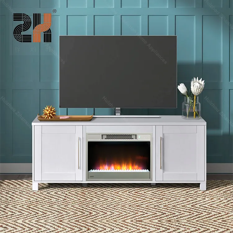 23 IN Modern Crystal Decoration LED Flame Remote Control Silver Electric Fireplace