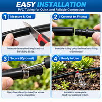 Tuyau en vinyle de 5/8 pouce de diamètre intérieur, 50 pieds, flexible, en PVC noir, pour l'irrigation des jardins, le transfert d'eau, les étangs, les fontaines, les pompes d'aquarium, le drainage