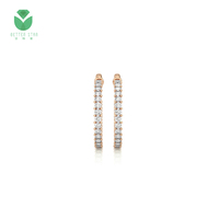 Boucles d'oreilles uniques en or blanc 18k Hpht Cvd, diamants cultivées en laboratoire, prix de gros par Carat