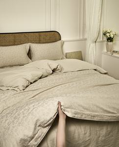 Parure de lit jacquard en lin et coton tissé, avec housse de <span class=keywords><strong>couette</strong></span>, drap plat et taies d'oreiller, style rafraîchissant 300TC - Product Image 6