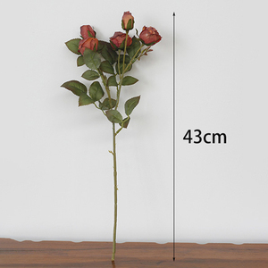 Nouveauté : 5 têtes de fleurs artificielles en soie, rose rétro, petite rose rouge, orange brûlé, décoration de table centrale de mariage, décoration de <span class=keywords><strong>la</strong></span> maison, décoration d'anniversaire - Product Image 5