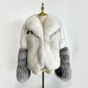 QIUCHEN QC22061 Nouveau manteau en fourrure de renard <span class=keywords><strong>argenté</strong></span> épais et luxueux pour femmes, veste d'hiver chaude décontractée de haute qualité - Product Image 1