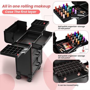Valise de maquillage professionnelle en aluminium avec fermeture à cadenas, grande capacité, portable, pour les coiffeurs, utilisation en salon de beauté - Product Image 2