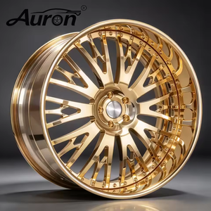 Nouvelle jante Auron Bronze multi-rayons en alliage d'aluminium doré, moulée en 2 parties, pour la mise à niveau et la rénovation de voitures particulières - Product Image 1