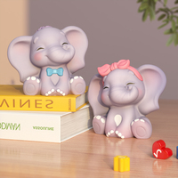 DM1106 Moule à bougie éléphant 3D mignon pour aromathérapie, moule en silicone pour résine, ornements en plâtre faits à la main en forme de petits animaux pour la décoration intérieure