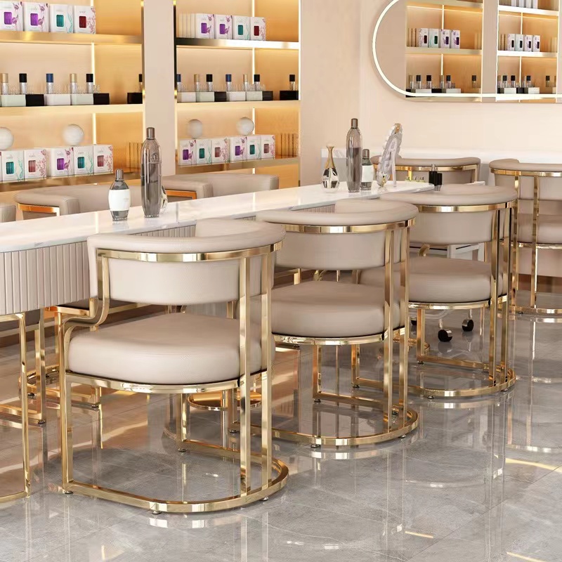 Leg Waterproof Microfiber Leather Restaurant Hotel Dining Chair Gold Gilt Metal Modern Simple Light Luxury Iron Metal Steel Tube