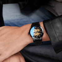 Montre-bracelet mécanique de luxe pour homme, cadran en verre, bracelet de 20 mm, étanche, lumineuse, en acier inoxydable, automatique, tendance