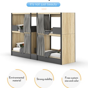 Lit superposé double pour adultes, lit en bois pour hôtel capsule, lit en bois pratique pour dortoir et école - Product Image 3