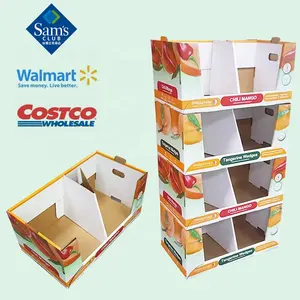 Holidaypac siêu thị Pop sóng Stackable hộp lưu trữ Rau Trái Cây bin lớn xếp chồng các tông PDQ xếp chồng lên nhau Thùng