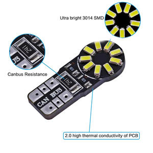 Ampoule LED Canbus 12V T10 W2W 3014 18SMD W5W T10 194 pour éclairage intérieur de voiture, signalisation, feux de position, plafonnier et lecture 100% signalisée - Product Image 3