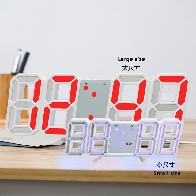 Small Size Home Decoration USB Direct Supply 3D LED Modern Electronic Digital Alarm Wall Clock