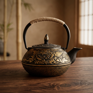 Tetera Oriental de Metal con Tapa y Asa, Diseño Floral, Olla para Agua - Product Image 2