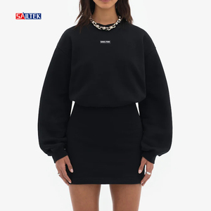 Abito da donna con cappuccio con logo personalizzato da donna <span class=keywords><strong>nero</strong></span> a manica lunga 2025 primavera all'ingrosso abbigliamento donna abito felpa - Product Image 2