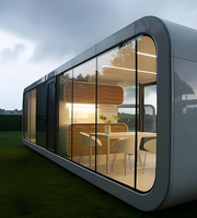 Maison Capsule de Luxe en Acier Steel Bull, Préfabriquée et Mobile, avec Salle de Bain et Cuisine, pour Chambre, École, Resort, Hôtel