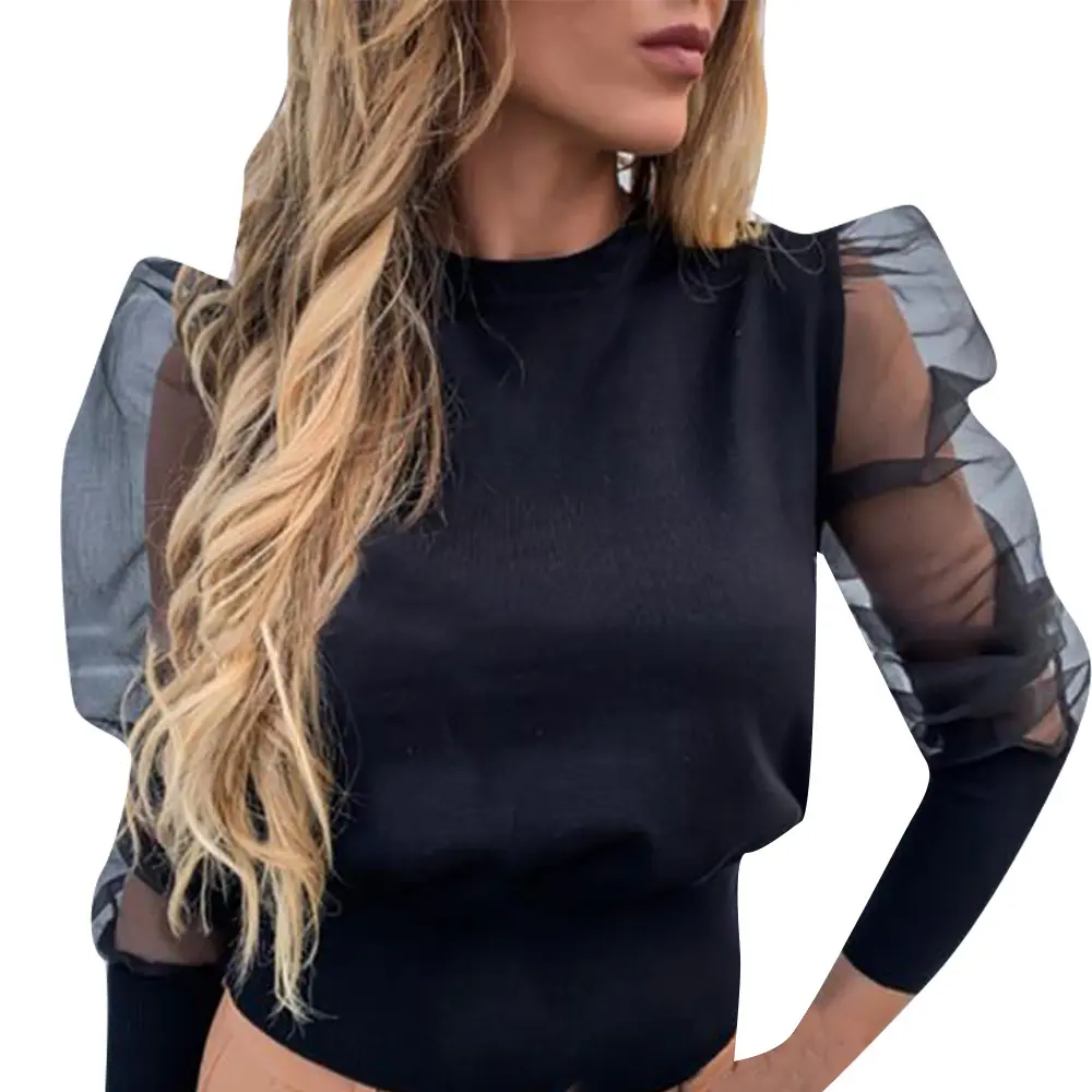 Горячая Распродажа 2020, футболка Ecowalson, сексуальная сетчатая блузка с длинным рукавом и круглым вырезом