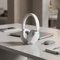 Casque sans fil OEM Bluetooth 6.0 avec ANC et ENC à alimentation unique, éclairage RGB, revêtement peint, oreillettes haut de gamme DNA pour le gaming