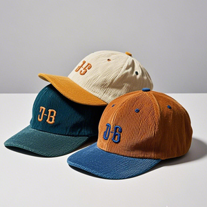 หมวกแก๊ปผ้าลูกฟูกสำหรับผู้หญิงสองสีหมวกเบสบอลแนวสปอร์ตลำลองปรับได้มีสไตล์วินเทจกันแดดปัก - Product Image 2