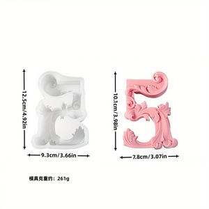 Molde de Silicona con Números del 0 al 9 y Flores en Relieve para Decoración de Pasteles de Cumpleaños, Molde para Velas Aromáticas - Product Image 4