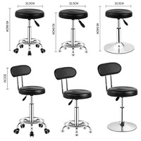 Chaise de bar simple noire pivotante mobile moderne pour salon de coiffure tabouret d'infirmière rond réglable chaise de médecin avec roue