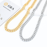 Cadena Cubana de Plata de Ley con Incrustaciones de Moissanita, Estilo Hiphop, Eslabones Cuadrados de 12 mm con Ángulo Afilado, Collar para Hombre, Regalo para Novio