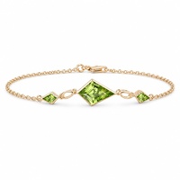 Bracelet en argent sterling 925 plaqué or avec péridot naturel, pierres serties en forme de cerf-volant, bijoux d'été