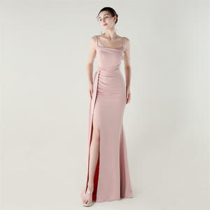 33673 # Satin perlé chaîne Slim Fit sirène haute fente <span class=keywords><strong>robe</strong></span> <span class=keywords><strong>de</strong></span> soirée parole longueur pour été fête dîner cérémonie événement naturel - Product Image 5