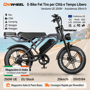 QMHEEL V20 Pro 20x4.0 Vélo Électrique Fat Bike Ebike Entrepôt Italie Fournisseur en Gros de Vélos Électriques Entrepôt UE Usine OEM - Product Image 1