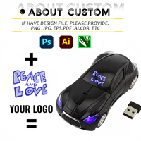 Ratón Inalámbrico con Forma de Auto Personalizado con Logotipo, Ratón Óptico Deportivo con Receptor USB, Ratón Portátil para Computadora Portátil y de Escritorio, Regalo