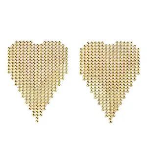 MOGlovers 2024 New Heart Shape Womens Golden Metal Reusable Bra Sticker Ladies Boobs Breast Pasties Sexy Decorative Nipple Cover