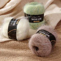 Fil à tricoter et à crocheter en mélange de mohair d'alpaga brossé et moelleux, 25g, doux, poids dentelle, pour pulls, écharpes, bonnets, vente en gros