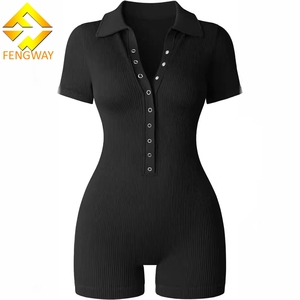 Tute Intere da <span class=keywords><strong>Donna</strong></span> Sexy a Maniche Corte in Maglia a Costine Aderenti Body Sexy Monopezzo Tute Aderenti da <span class=keywords><strong>Donna</strong></span> Eleganti - Product Image 3